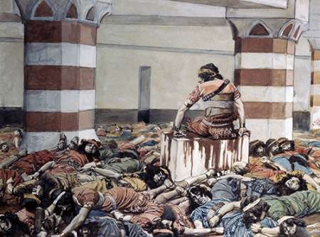 Wall Art Painting id:186444, Name: Abimelech Slays His Seventy Brethren, Artist: Tissot, James
