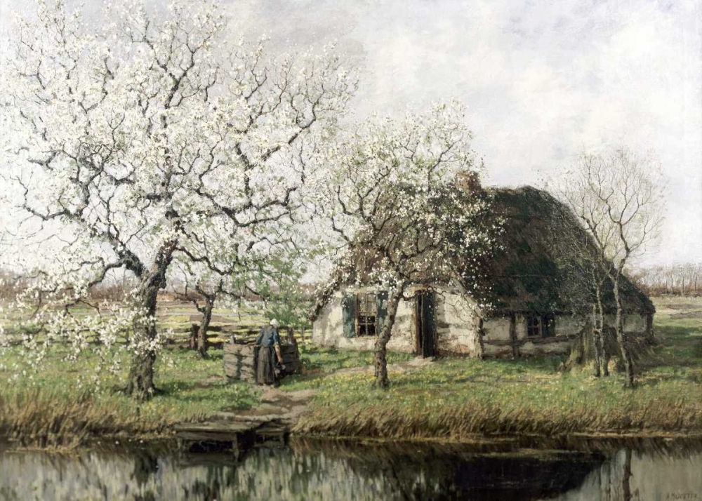 Wall Art Painting id:91715, Name: Cottage By The River, Artist: Unknown