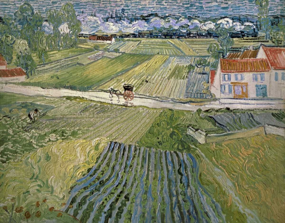 Wall Art Painting id:91753, Name: Landscape With Carriage and Train, Artist: Van Gogh, Vincent