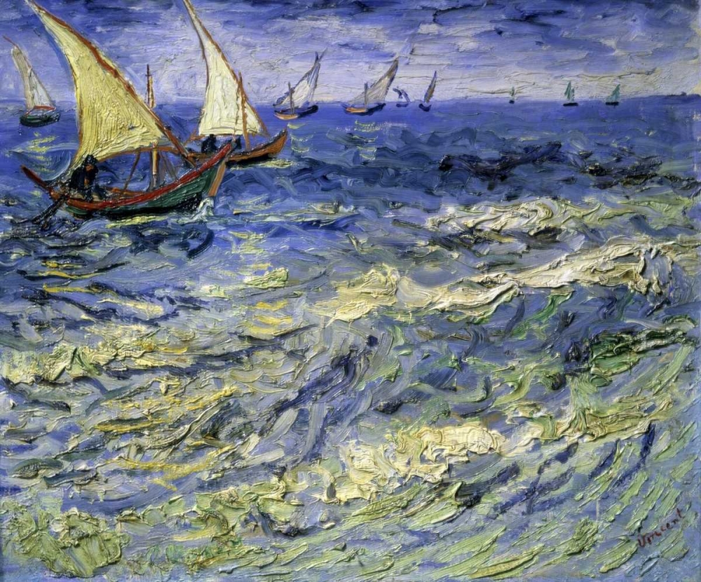 Wall Art Painting id:91765, Name: Seascape at Saintes-Maries-De-La-Mer, Artist: Van Gogh, Vincent