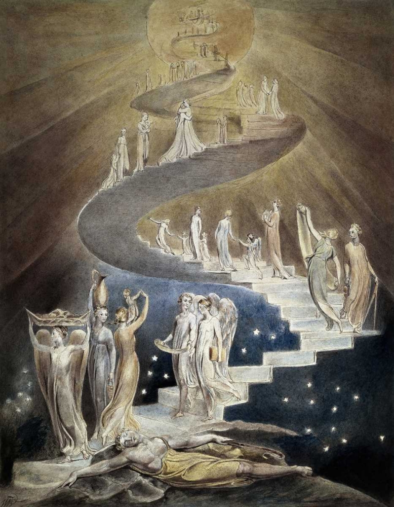 Wall Art Painting id:91860, Name: Jacobs Ladder, Artist: Blake, William