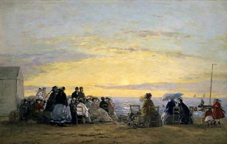Wall Art Painting id:186796, Name: On the Beach, Sunset, Artist: Boudin, Eugene