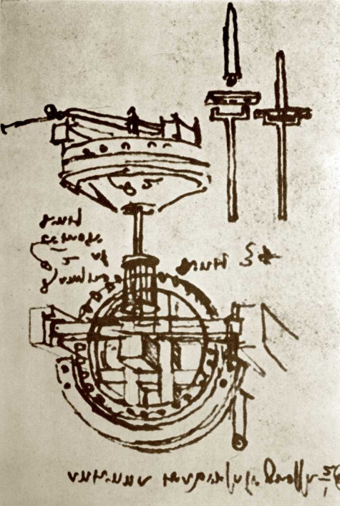 Wall art: Mechanical Drawings No. 3, by Da Vinci, Leonardo