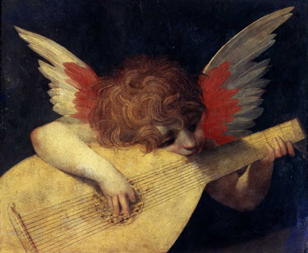 Wall Art Painting id:91980, Name: Angel with Lute, Artist: Fiorentino, Rosso