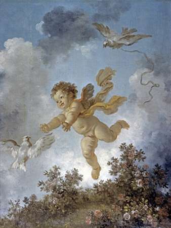 Wall Art Painting id:186852, Name: Love Reaching for a Dove, Artist: Fragonard, Jean Honore