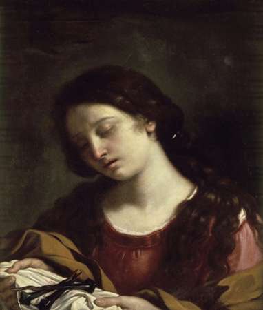 Wall Art Painting id:186872, Name: The Magdalen Contemplating the Nails of the Passion, Artist: Guercino, Giovanni