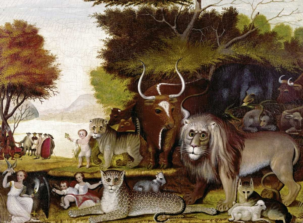 Wall Art Painting id:92014, Name: The Peaceable Kingdom - I, Artist: Hicks, Edward