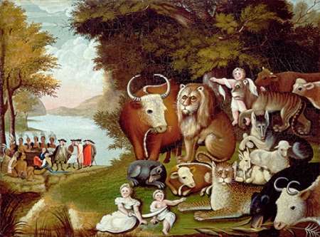 Wall Art Painting id:186876, Name: The Peaceable Kingdom (II), Artist: Hicks, Edward