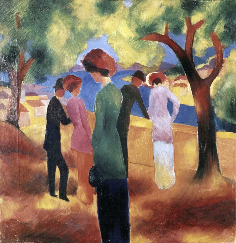 Wall Art Painting id:92034, Name: Lady in a Green Jacket, Artist: Macke, August