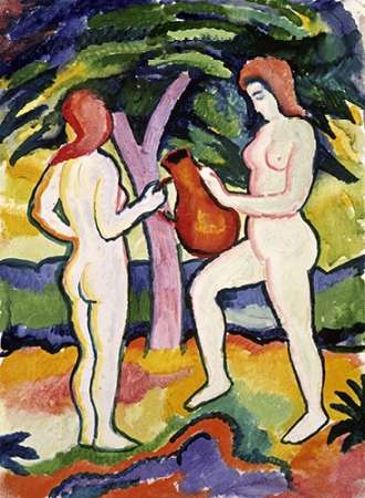 Wall Art Painting id:186890, Name: Two Nudes with Jug, Artist: Macke, August