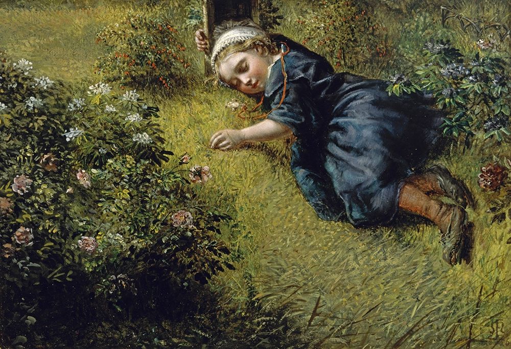 Wall Art Painting id:268048, Name: Garden Slumber, Artist: Millais, John Everett