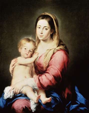 Wall Art Painting id:186923, Name: The Virgin and Child, Artist: Murillo, Bartolome Esteban