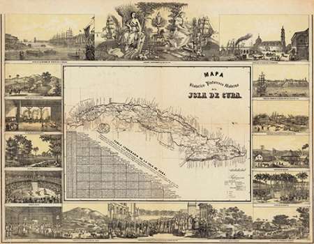 Wall art: Mapa Historico Pintoresca Moderno de al Isla De Cuba, 1853, by May, B. y Ca.