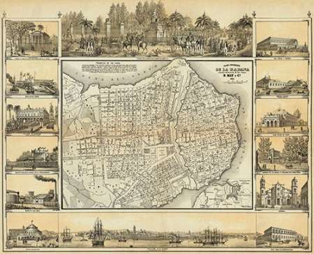 Art Print: Plano Pintoresco De La Habana, 1853
