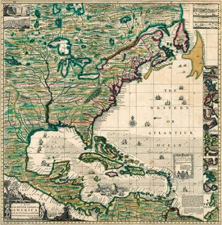 Wall art: America Septentrionalis A Map of the British Empire in America, 1733, by Popple, Henry