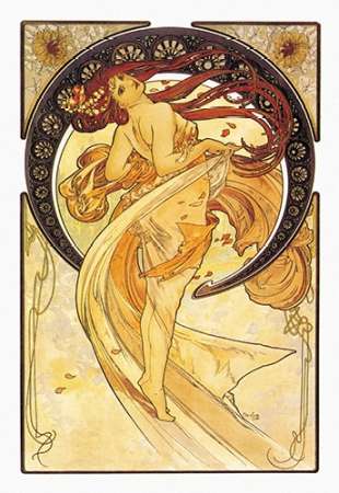 Wall Art Painting id:187433, Name: Dance (Golden), 1898, Artist: Mucha, Alphonse