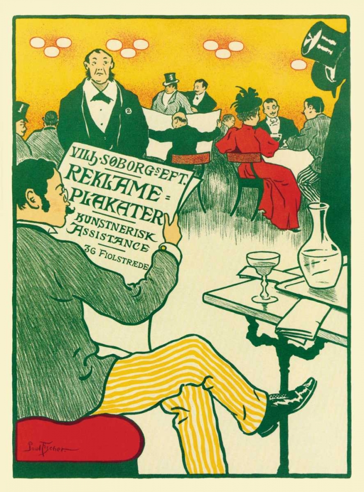 Wall art: Man Relaxing and Reading the Paper, by Unknown