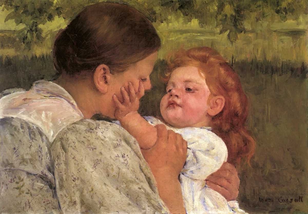 Wall Art Painting id:92442, Name: Maternal Caress 1896, Artist: Cassatt, Mary