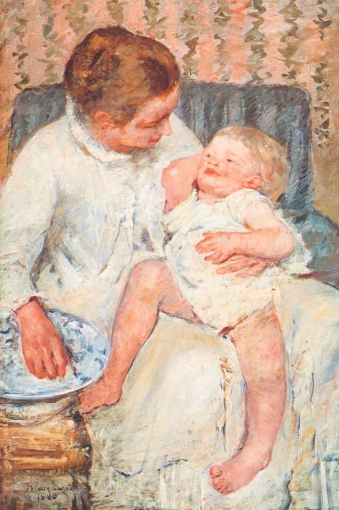 Wall Art Painting id:92443, Name: Mother About To Wash Her Sleepy Child, Artist: Cassatt, Mary