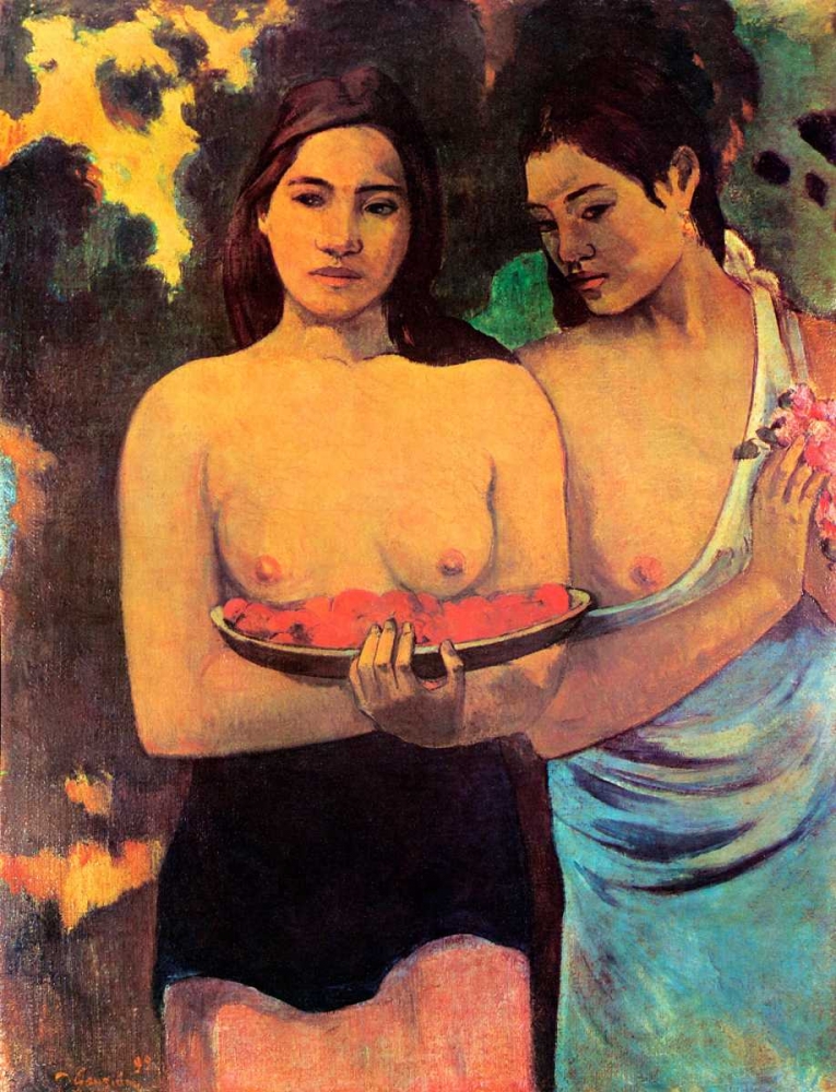 Wall Art Painting id:92522, Name: Two Tahitian Women With Mangoes, Artist: Gauguin, Paul