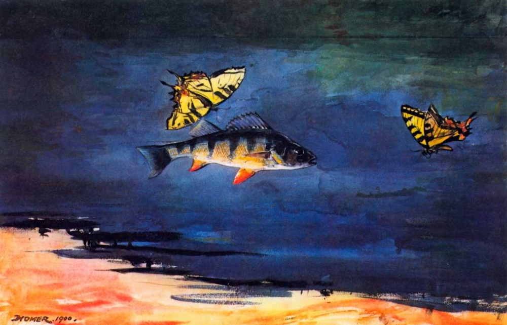 Art Print: Fish And Butterflies