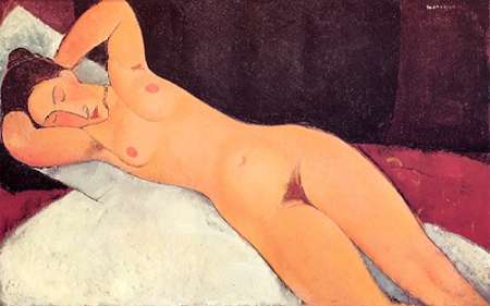 Wall art: Eyes Closed Reclining Nude, by Modigliani, Amedeo