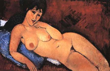 Wall art: Nude On A Blue Cushion, by Modigliani, Amedeo