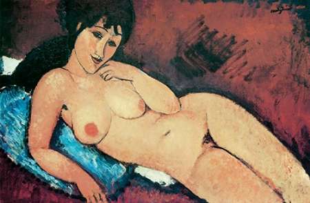 Wall art: Reclining Nude Raised On Right Arm, by Modigliani, Amedeo