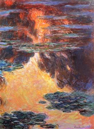 Wall Art Painting id:188011, Name: Nympheas Sunset Effect 1907, Artist: Monet, Claude