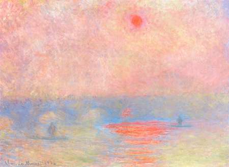 Wall Art Painting id:188040, Name: Waterloo Bridge Sun Through The Mist 1903, Artist: Monet, Claude