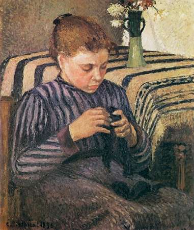 Wall art: Young Woman Mending 1895, by Pissarro, Camille