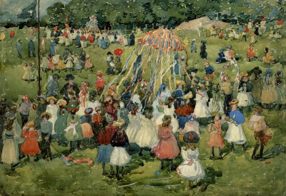 Wall Art Painting id:92792, Name: May Day Central Park, Artist: Prendergast, Maurice Brazil