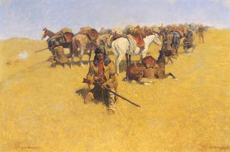 Wall Art Painting id:188055, Name: An Old Time Plains Fight, Artist: Remington, Frederic