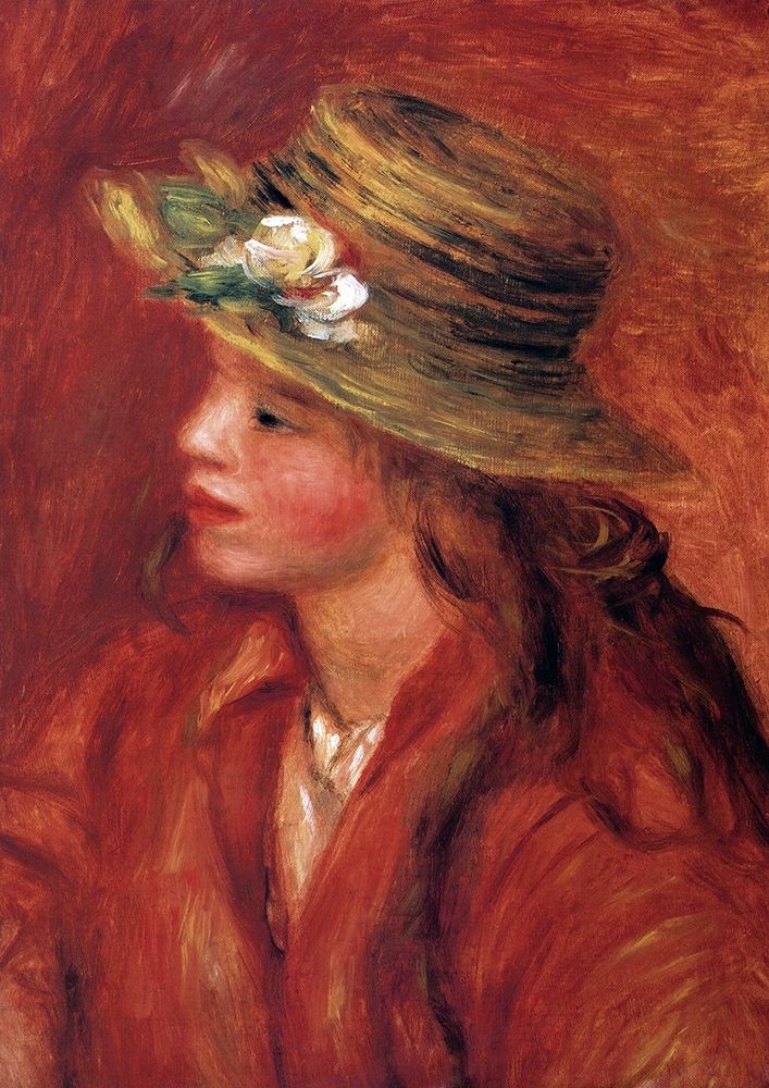 Wall Art Painting id:268586, Name: Girl With Straw Hat, Artist: Renoir, Pierre-Auguste