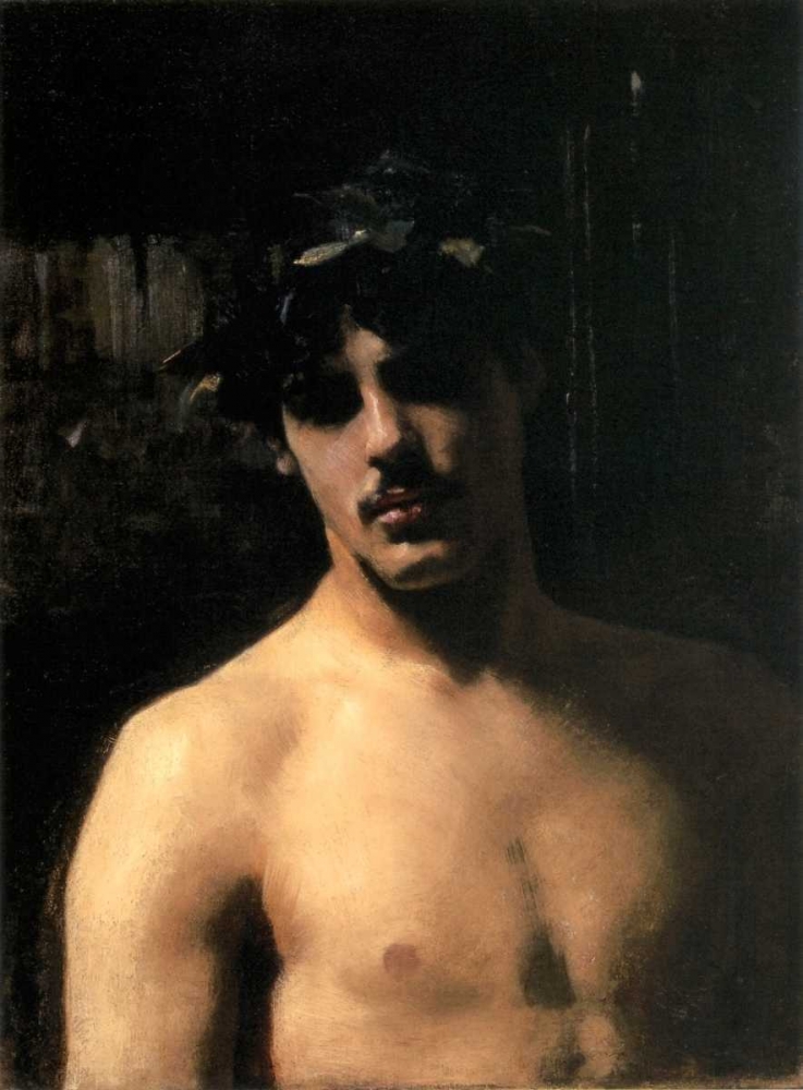 Wall Art Painting id:92849, Name: A Male Model with a Wreath of Laurel, Artist: Sargent, John Singer