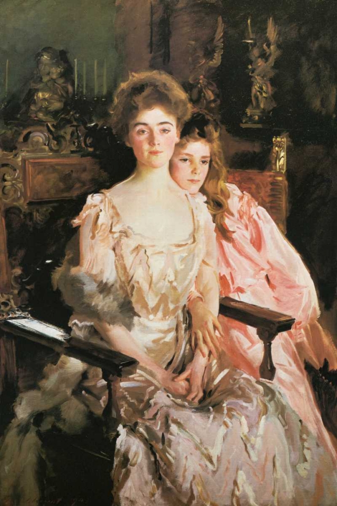 Wall Art Painting id:92873, Name: Mrs Fiske Warren and Daughter Rachel, Artist: Sargent, John Singer