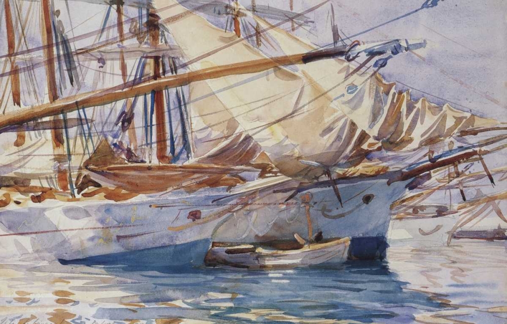 Wall Art Painting id:92895, Name: Yachts at Anchor, Palma de Majorca, 1912, Artist: Sargent, John Singer