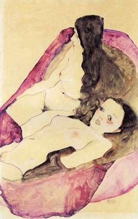 Wall Art Painting id:188098, Name: Nude Girls Reclining, Artist: Schiele, Egon