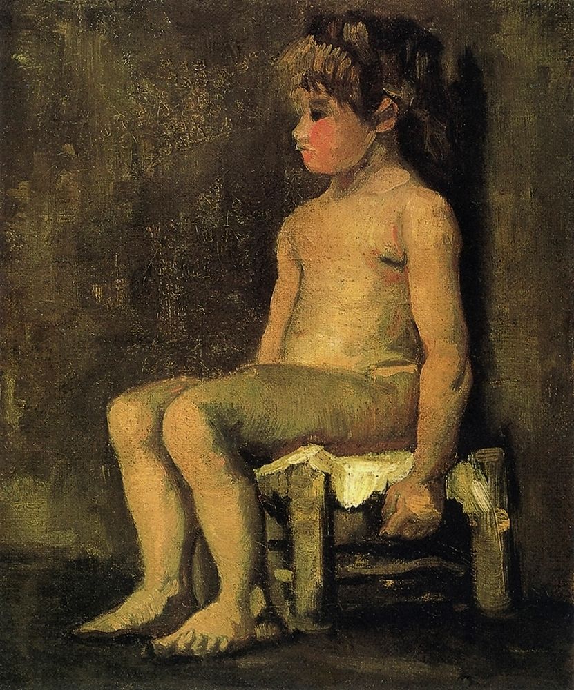 Wall art: Nude Study Of A Little Girl Seated 1886, by Van Gogh, Vincent
