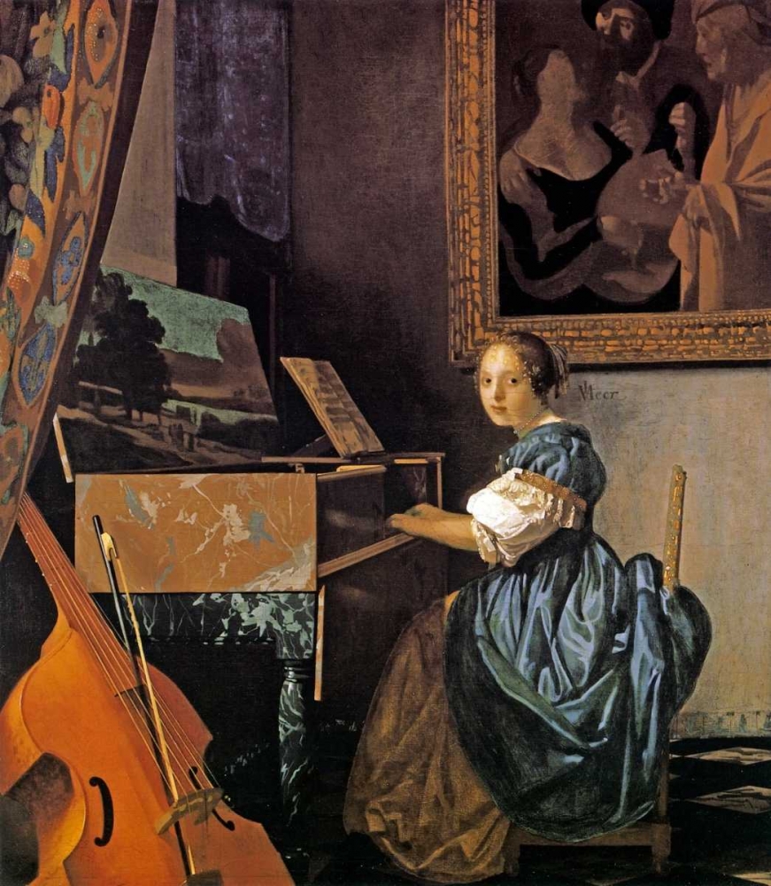 Wall Art Painting id:93002, Name: Lady Seated At A Virginal, Artist: Vermeer, Johannes