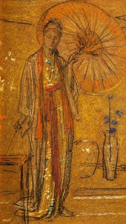 Wall Art Painting id:188247, Name: A Japanese Woman Painting 1872, Artist: Whistler, James McNeill