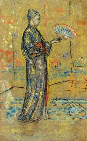 Wall Art Painting id:188248, Name: A Japanese Woman Painting A Fan 1872, Artist: Whistler, James McNeill
