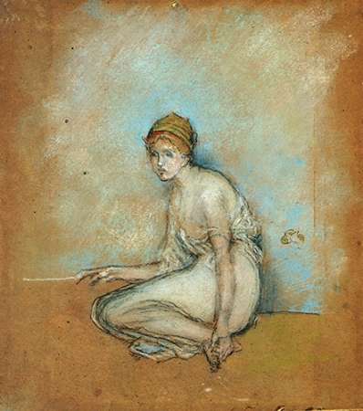 Wall Art Painting id:188250, Name: A Seated Figure 1870, Artist: Whistler, James McNeill