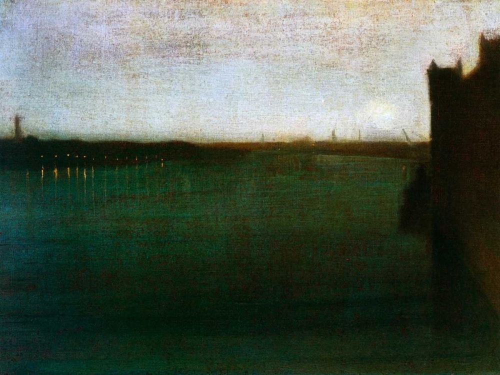 Wall Art Painting id:93013, Name: Nocturne Grey And Gold Westminster Bridge 1871, Artist: Whistler, James McNeill