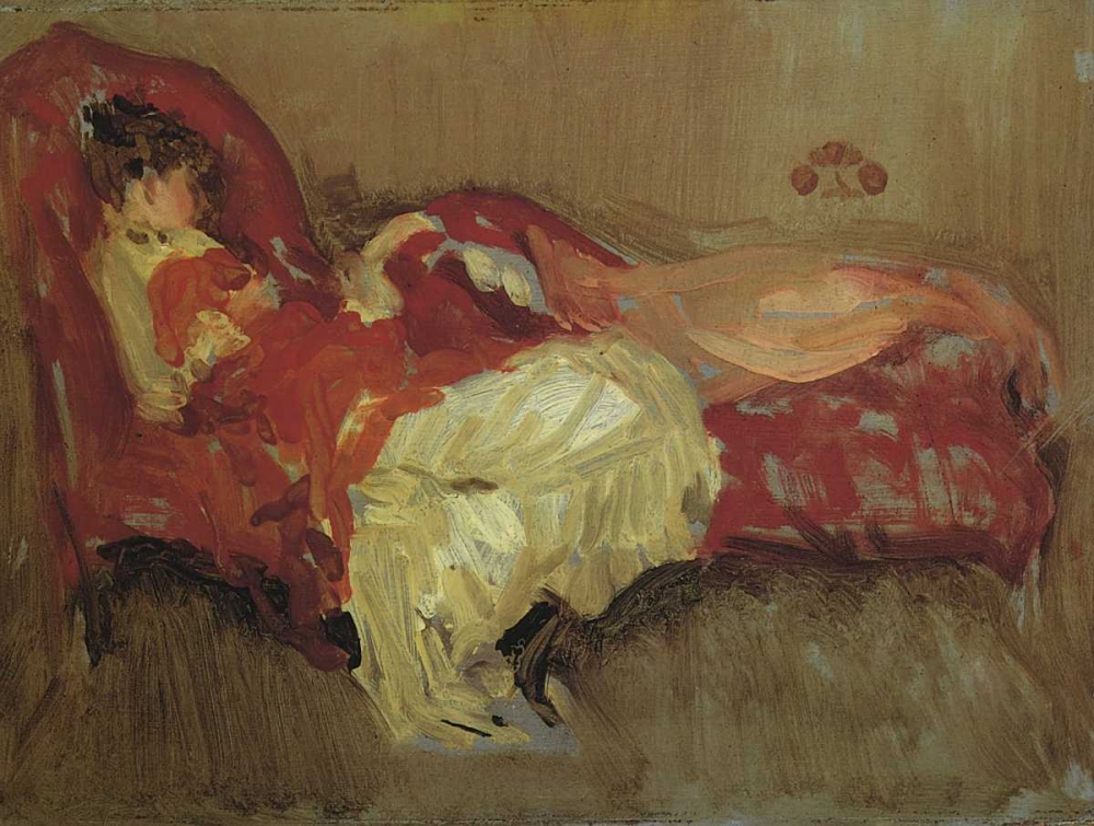 Wall Art Painting id:93014, Name: Note In Red The Siesta 1883, Artist: Whistler, James McNeill