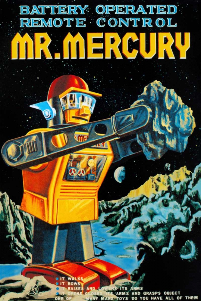 Wall Art Painting id:96444, Name: Battery Operated Remote Control Mr. Mercury, Artist: Retrobot