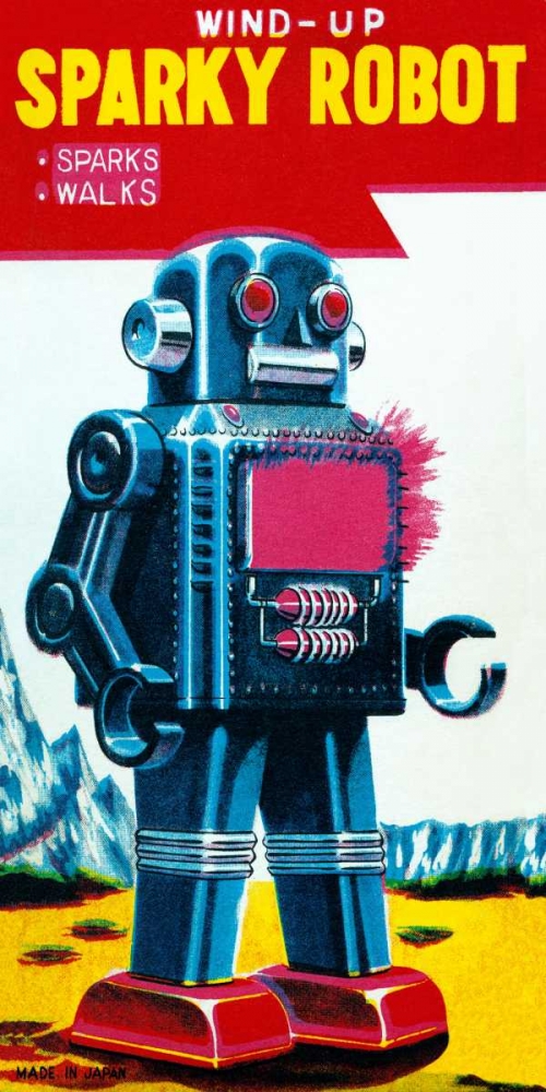 Wall Art Painting id:96452, Name: Sparky Robot, Artist: Retrobot