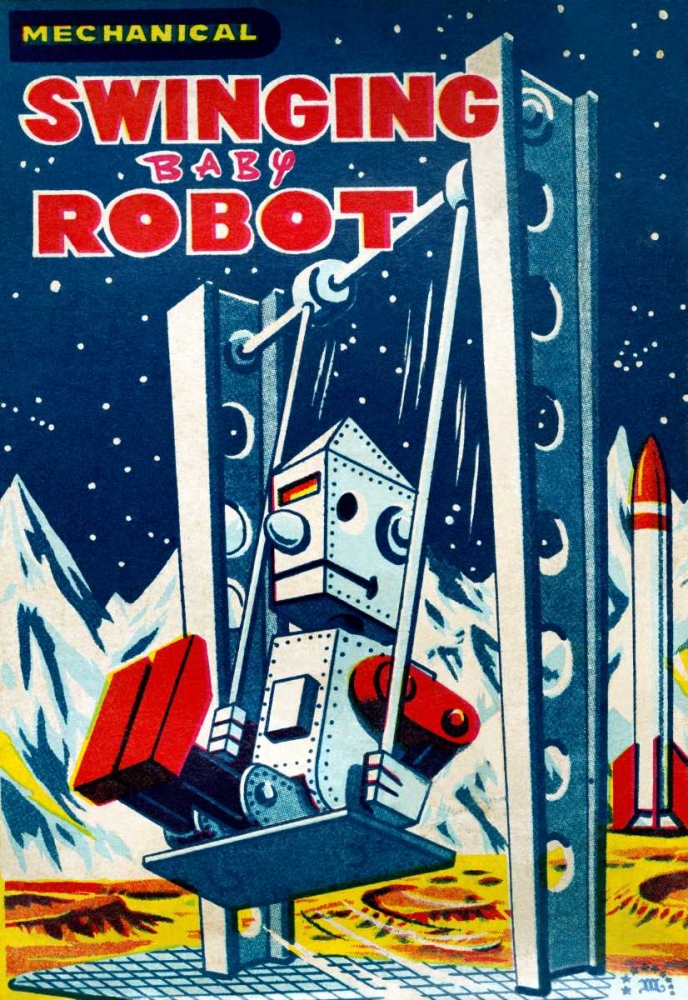 Art Print: Swinging Baby Robot
