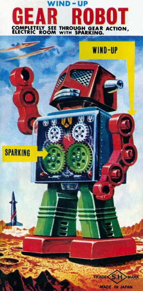 Art Print: Wind-up Gear Robot