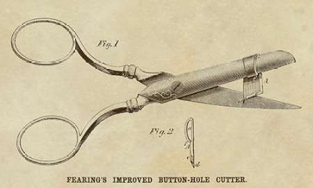 Wall art: Fearing Improved Button-hole Cutter, by Inventions
